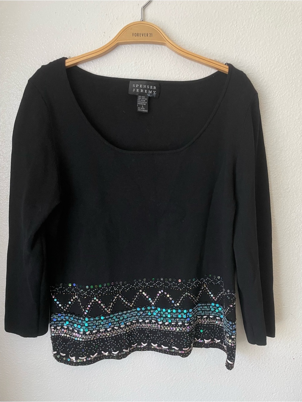 Vintage Spenser Jeremy 3/4 sleeves top with sequins detail
